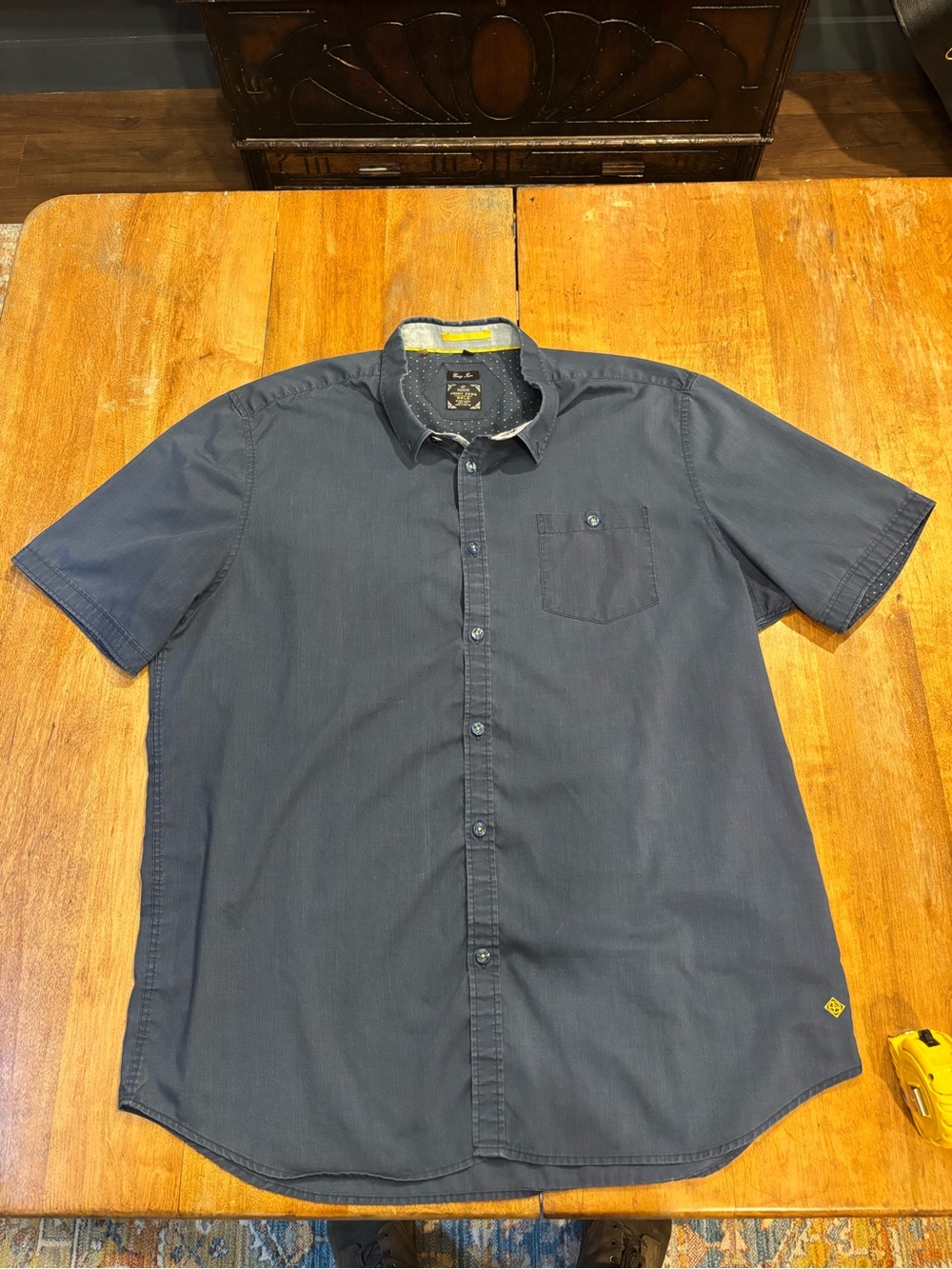 Point Zero Men's Short-Sleeve Button-Down Shirt in Slate Blue